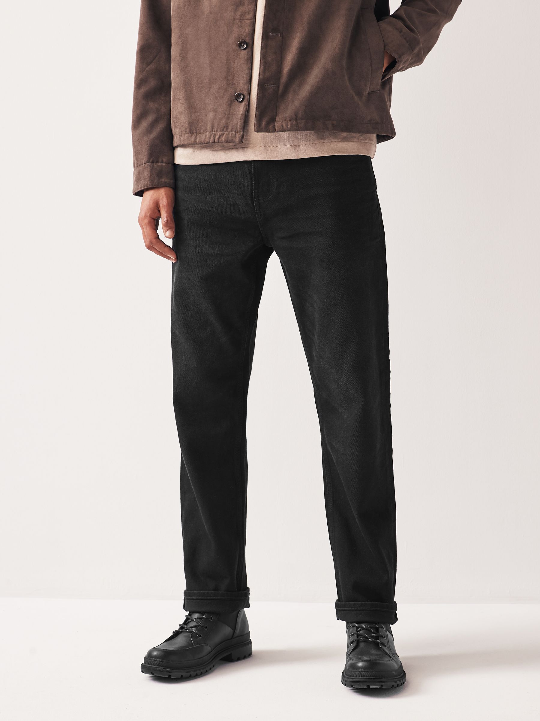 Buy Black Straight Fit Premium Heavyweight Signature Cotton Jeans from Next  Luxembourg
