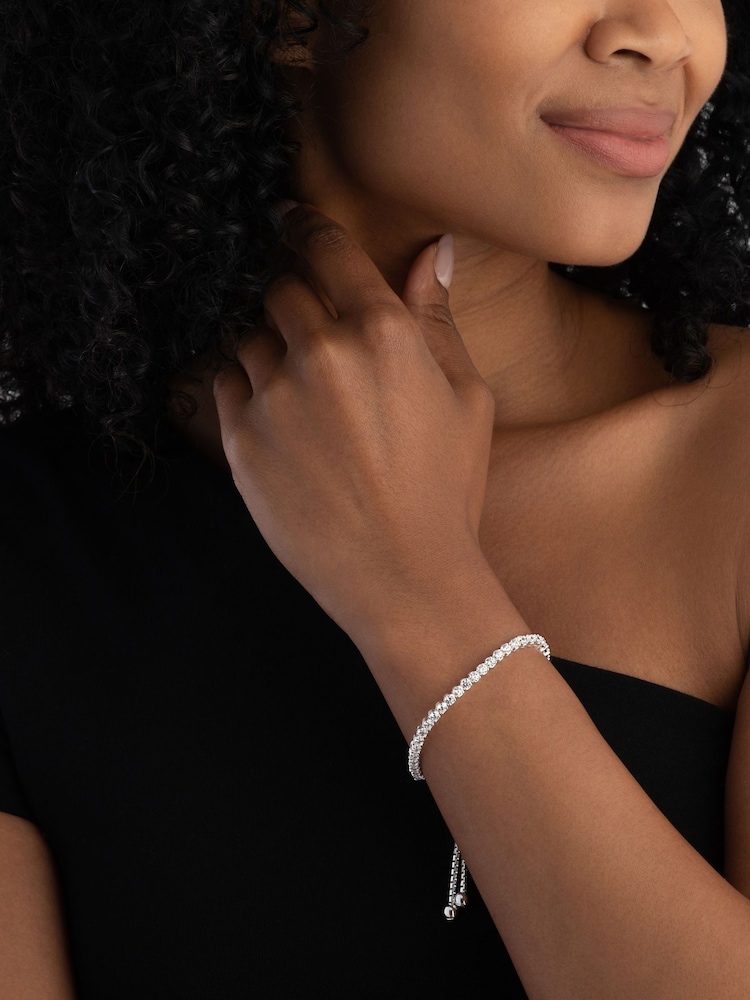 Beaverbrooks Sterling Silver Cubic Zirconia Tennis Slider Bracelet - Image 1 of 3