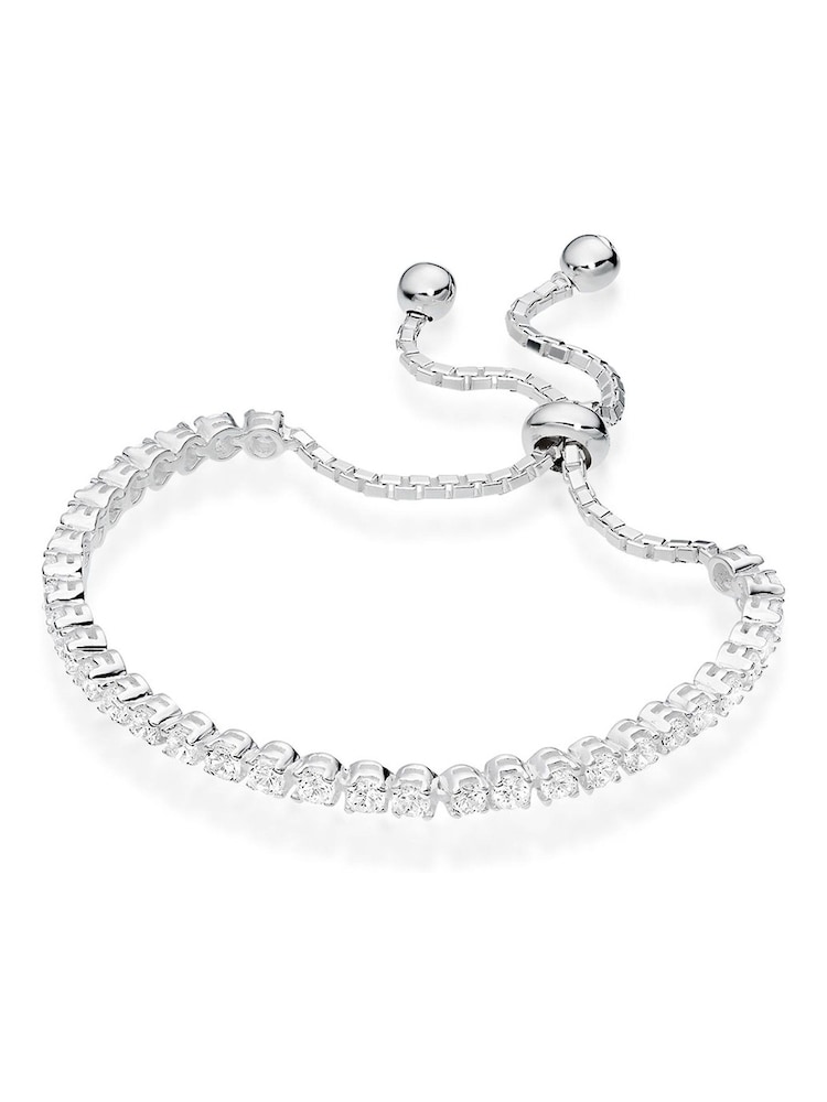 Beaverbrooks Sterling Silver Cubic Zirconia Tennis Slider Bracelet - Image 2 of 3