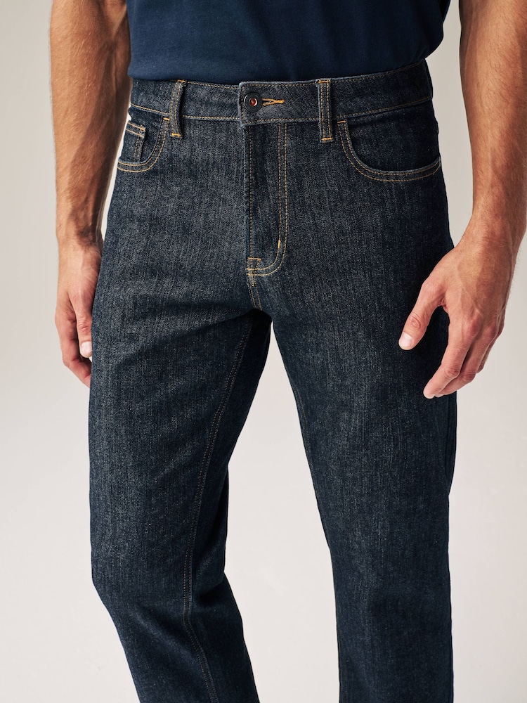 Blue Dark Indigo Rinse Straight Fit Motion Flex Jeans - Image 5 of 10