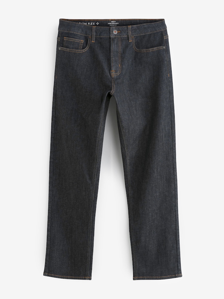 Blue Dark Indigo Rinse Straight Fit Motion Flex Jeans - Image 7 of 10