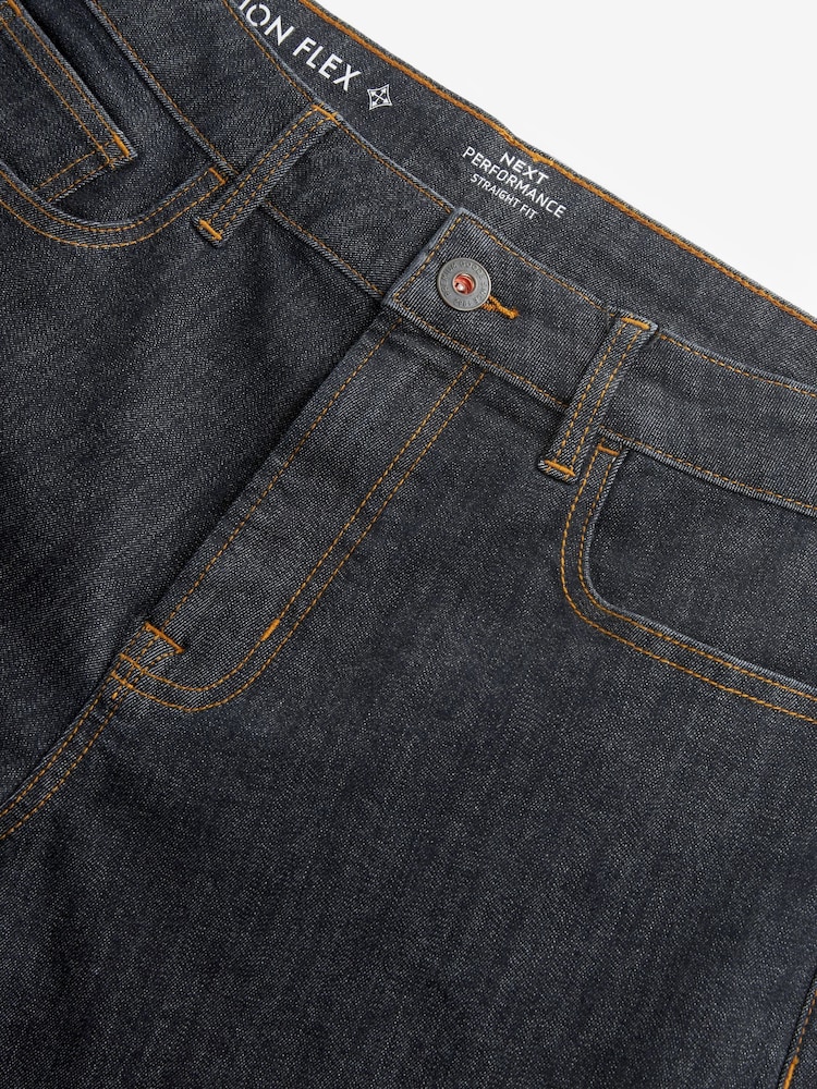Blue Dark Indigo Rinse Straight Fit Motion Flex Jeans - Image 8 of 10