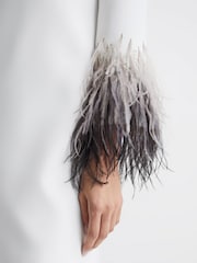 Halston Tailored Feather Sleeve Mini Dress - Image 4 of 8