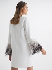 Halston Tailored Feather Sleeve Mini Dress - Image 5 of 8