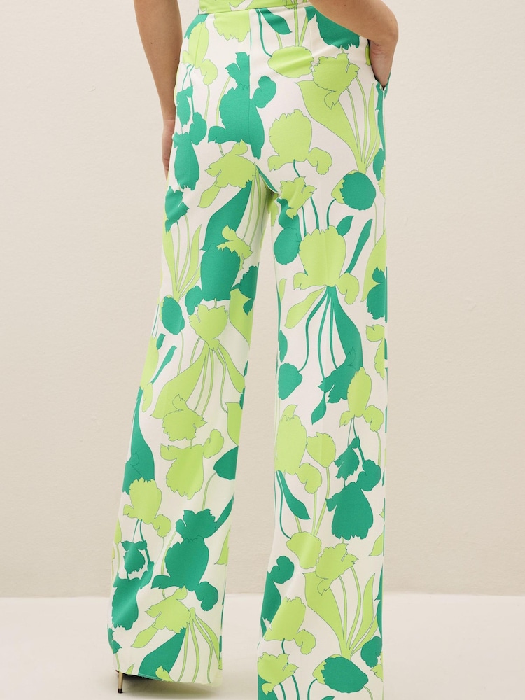 Emme Marella Straight Fit Green Floral Print Trousers - Image 2 of 5