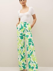 Emme Marella Straight Fit Green Floral Print Trousers - Image 3 of 5