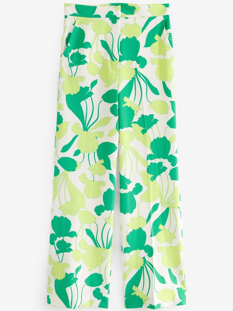 Emme Marella Straight Fit Green Floral Print Trousers - Image 5 of 5