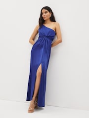 Emme Marella Blue One Shoulder Twist Maxi Dress - Image 1 of 5