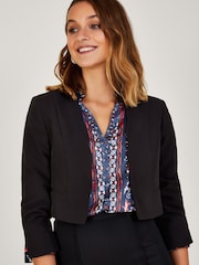 Monsoon Hortensia Black Scallop Crop Jacket with Recycled Polyester - Image 1 of 4