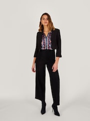 Monsoon Hortensia Black Scallop Crop Jacket with Recycled Polyester - Image 3 of 4