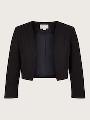 Monsoon Hortensia Black Scallop Crop Jacket with Recycled Polyester - Image 4 of 4
