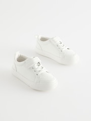 White Standard Fit (F) Touch Fastening Elastic Lace Shoes - Image 1 of 5