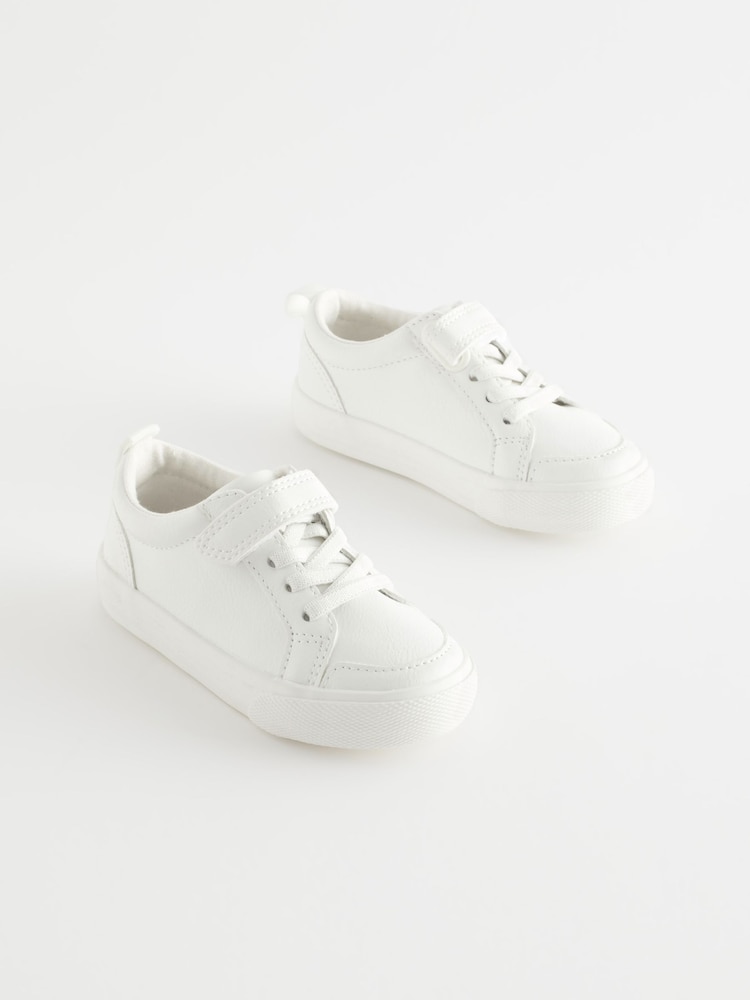 White Standard Fit (F) Touch Fastening Elastic Lace Shoes - Image 1 of 5