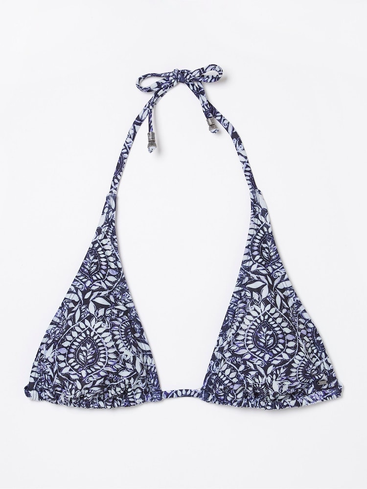 FatFace Blue Watercolour Bikini Top - Image 5 of 5