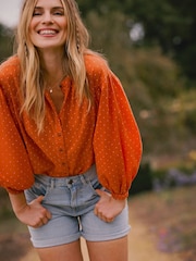 FatFace Brown Jacquard Jude Blouse - Image 1 of 8
