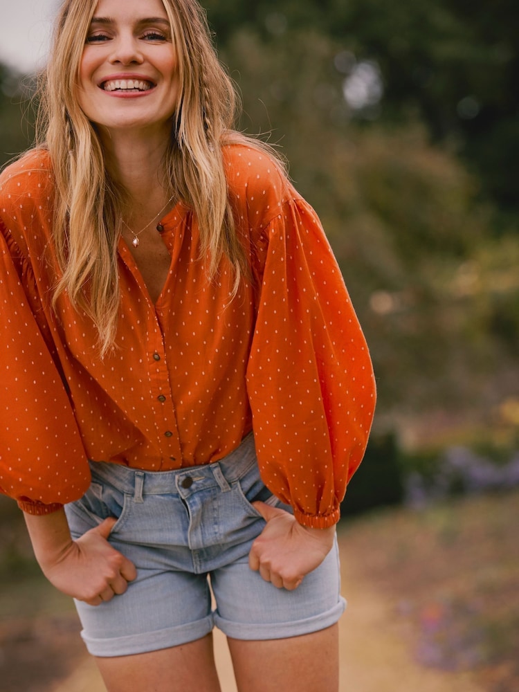 FatFace Brown Jacquard Jude Blouse - Image 1 of 8