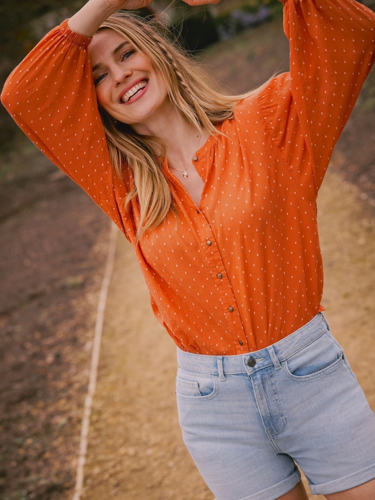 FatFace Brown Jacquard Jude Blouse - Image 2 of 8