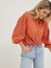 FatFace Brown Jacquard Jude Blouse - Image 5 of 8