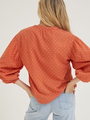 FatFace Brown Jacquard Jude Blouse - Image 6 of 8
