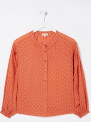 FatFace Brown Jacquard Jude Blouse - Image 8 of 8