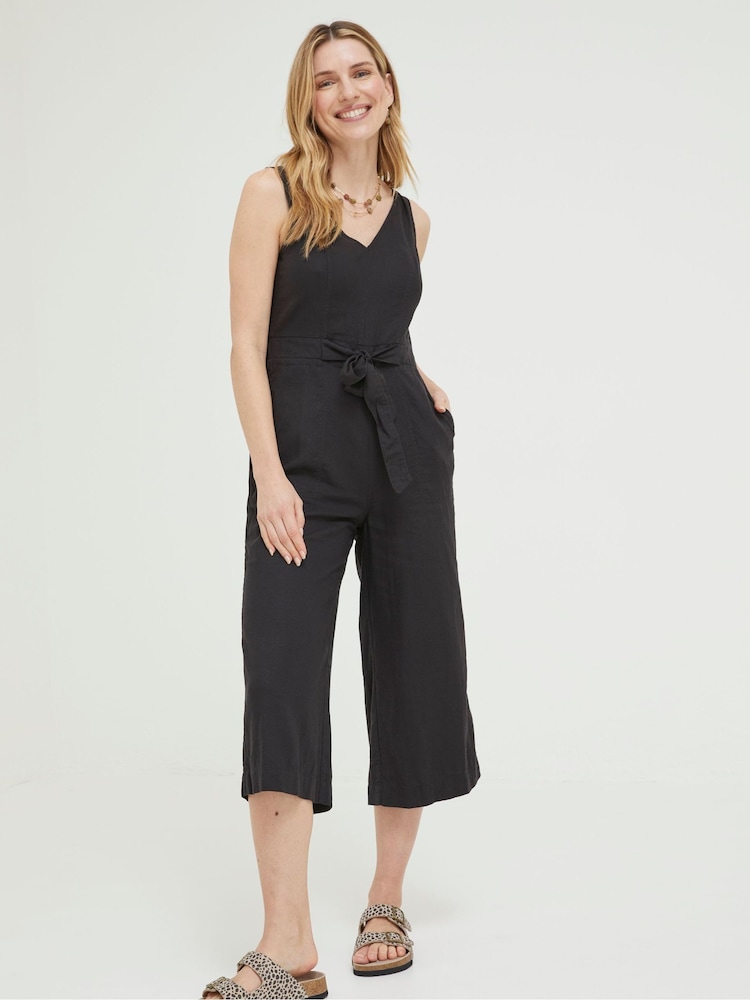 FatFace Black Linen Blend Aderyn Jumpsuit - Image 1 of 4