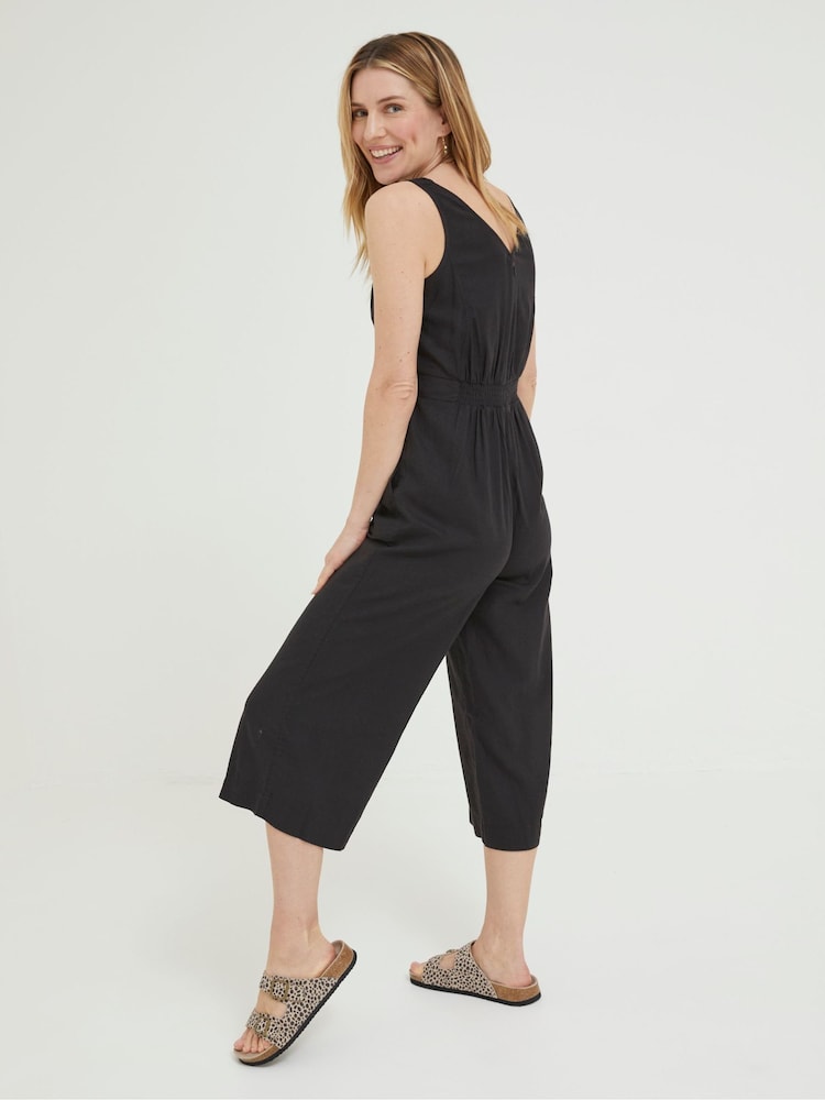 FatFace Black Linen Blend Aderyn Jumpsuit - Image 2 of 4