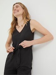 FatFace Black Linen Blend Aderyn Jumpsuit - Image 3 of 4