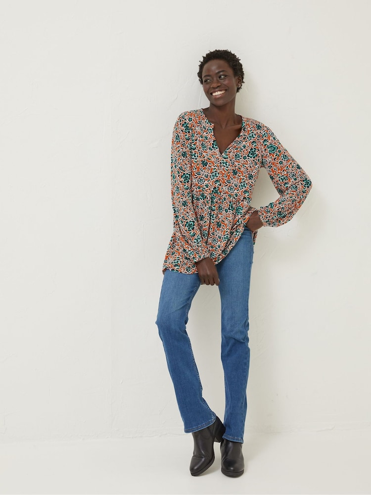 FatFace Orange Poppy Sketch Floral Tunic - Image 2 of 5