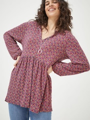 FatFace Red Poppy Retro Ditsy Tunic - Image 1 of 4