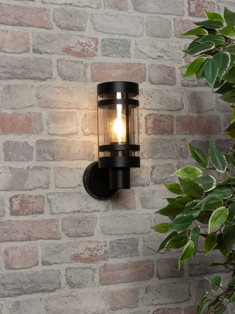 BHS Black Gada 1LT E27 Outdoor Wall Light With Mesh Insert - Image 1 of 3