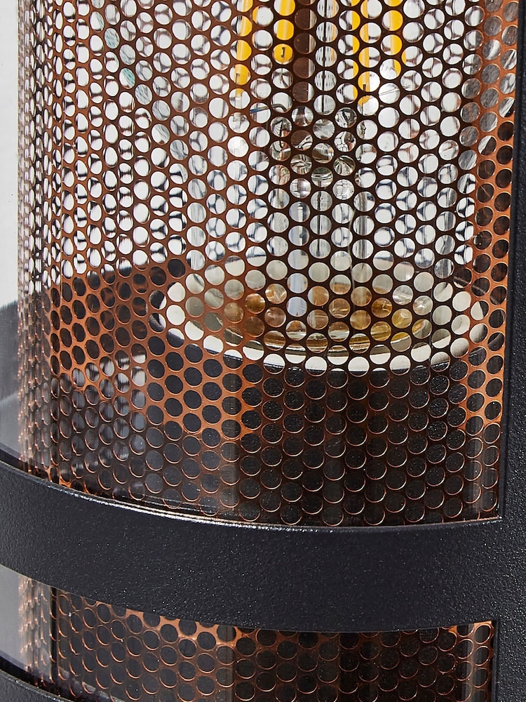 BHS Black Gada 1LT E27 Outdoor Wall Light With Brass Mesh - Image 3 of 3