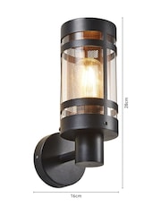BHS Black Gada 1LT E27 Outdoor Wall Light With Brass Mesh - Image 4 of 4