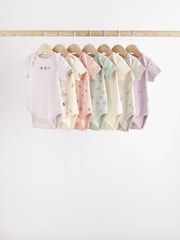Multi Character Baby Short Sleeve 100% Cotton Bodysuits 7 Pack - Image 1 of 6