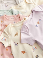 Multi Character Baby Short Sleeve 100% Cotton Bodysuits 7 Pack - Image 4 of 6