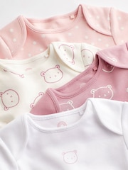 Pink/White Bear Baby 100% Cotton Long Sleeve Bodysuits 4 Pack - Image 4 of 7