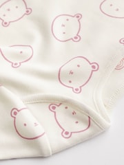 Pink/White Bear Baby 100% Cotton Long Sleeve Bodysuits 4 Pack - Image 6 of 7