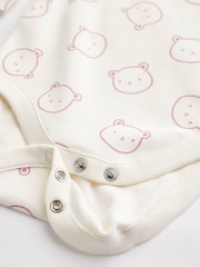Pink/White Bear Baby 100% Cotton Long Sleeve Bodysuits 4 Pack - Image 7 of 7