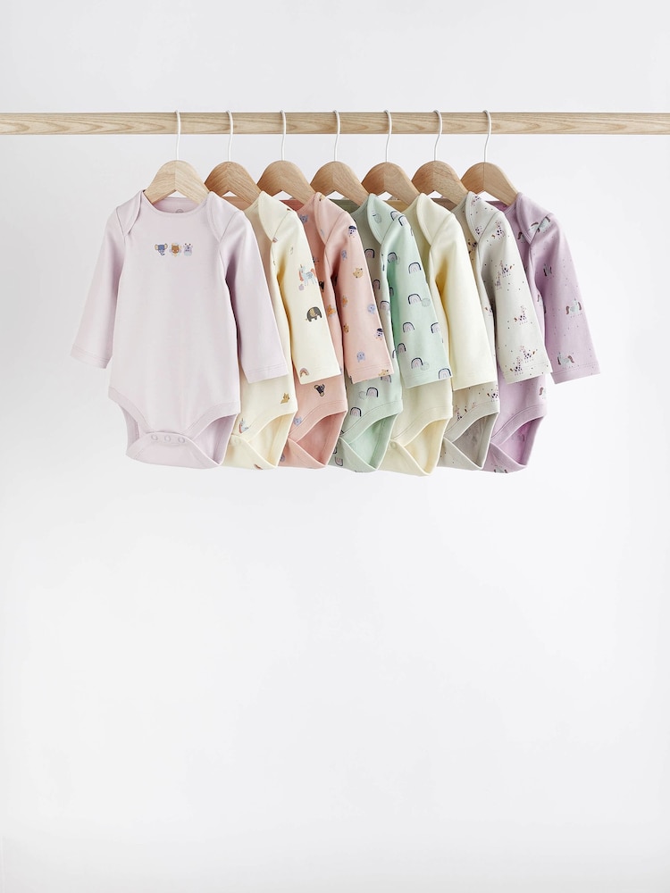 Multi Character Baby Long Sleeve Bodysuits 7 Pack - Image 1 of 1