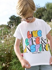 White Parkinson's Charity Next Print T-Shirt (3-16yrs) - Image 2 of 5