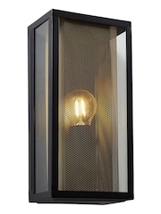 BHS BlackBrown Cuba E27 Box Lantern with Mesh Insert - Image 1 of 3