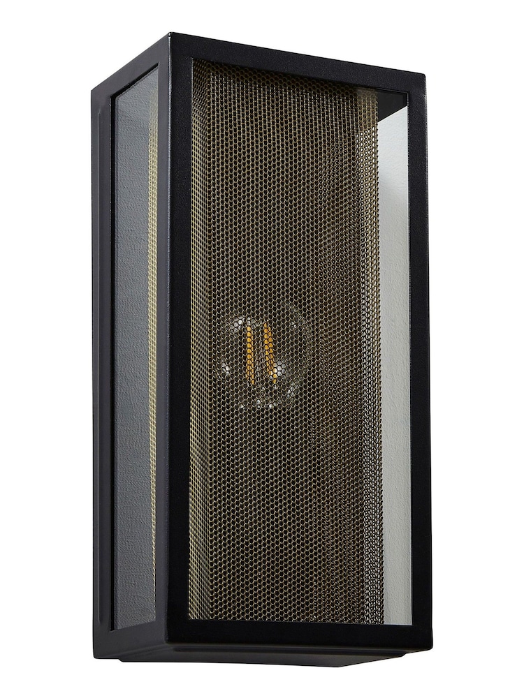 BHS BlackBrown Cuba E27 Box Lantern with Mesh Insert - Image 2 of 3
