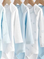 Pale Blue 7 Pack Long Sleeve Baby Bodysuits - Image 3 of 7