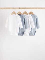 Blue Bear Baby 100% Cotton Long Sleeve Bodysuits 4 Pack - Image 1 of 7