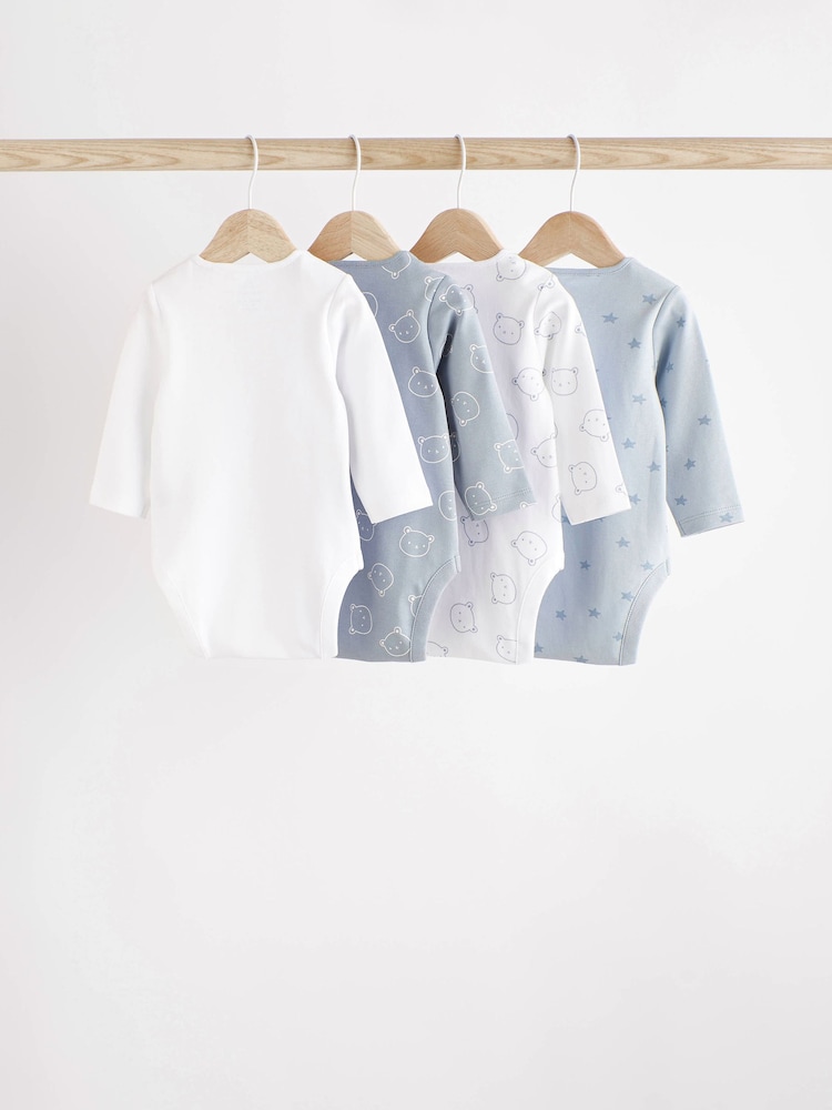 Blue Bear Baby 100% Cotton Long Sleeve Bodysuits 4 Pack - Image 2 of 7