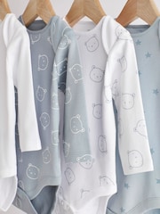 Blue Bear Baby 100% Cotton Long Sleeve Bodysuits 4 Pack - Image 3 of 7