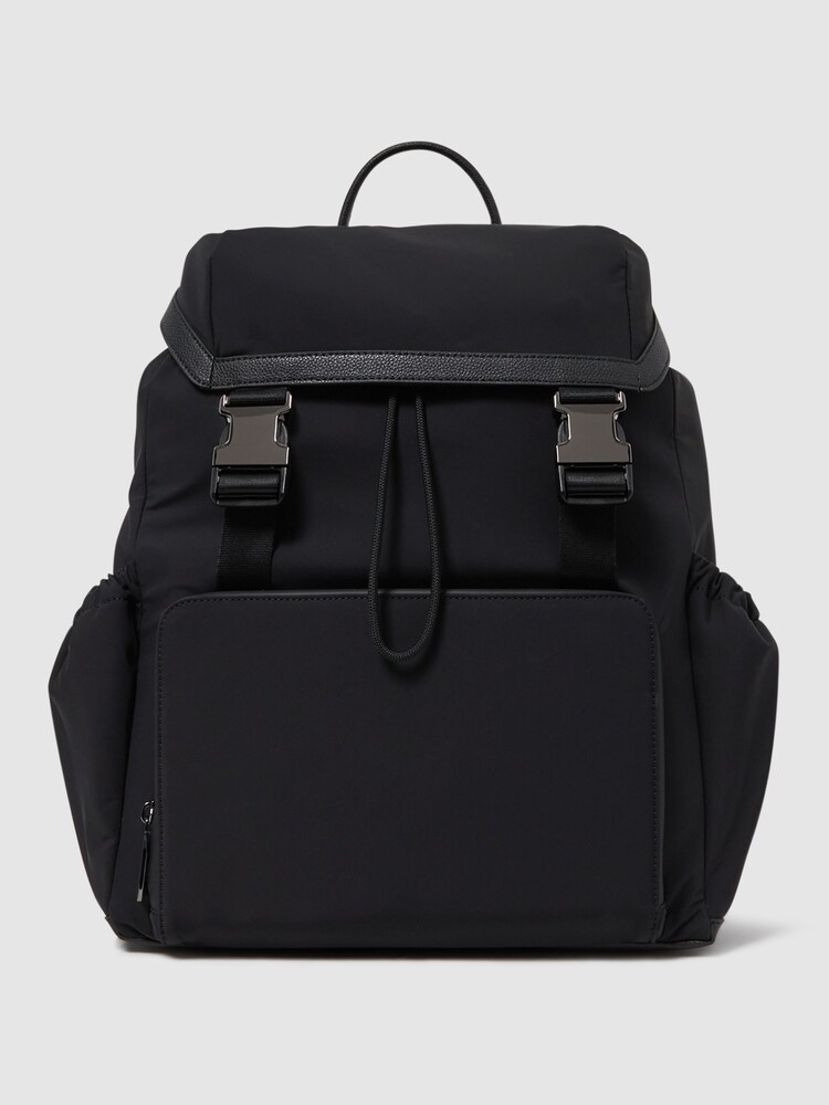 Reiss Black Danny Leather Drawstring Backpack - Image 1 of 5