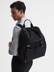 Reiss Black Danny Leather Drawstring Backpack - Image 2 of 5