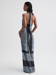 Reiss Navy Cassis Floral Print Wide Leg Jumpsuit - Image 4 of 6