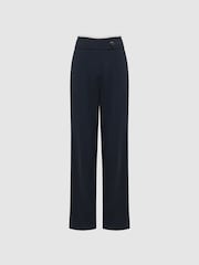 Reiss Navy Lina High Rise Wide Leg Trousers - Image 2 of 9