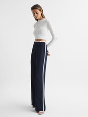 Reiss Navy Lina High Rise Wide Leg Trousers - Image 6 of 9